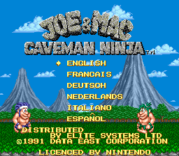 Joe & Mac - Caveman Ninja (Europe) (En,Fr,De,Es,It,Nl) Title Screen